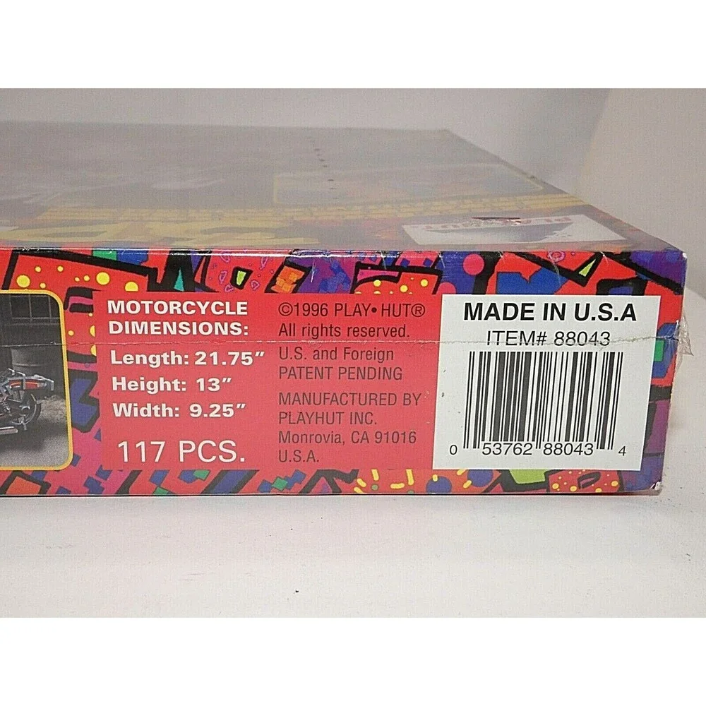 Play Hut 3:D Builder Motorcycle Puzzle Toy Wheels Move 117 Pcs Vintage 1996 New